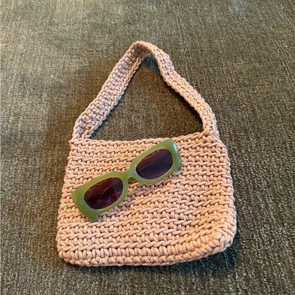 Handbags - Hand‑Crocheted Tan Mini Purse